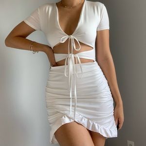 Short Sleeve Tie Front Dress